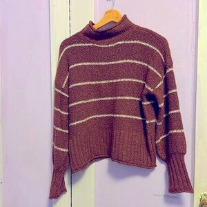 Pink rose, small mock neck sweater